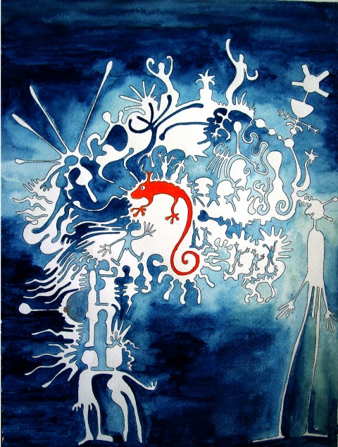 "Orange Chameleon" Aquarell-drawing by Raphael Egel 2000